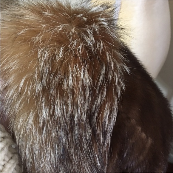 Saga Chestnut Mink Jacket with Full Length Fox Collar Stunning - Picture 7 of 12